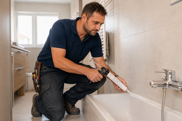 Técnico ajustando las bisagras de una puerta con taladro